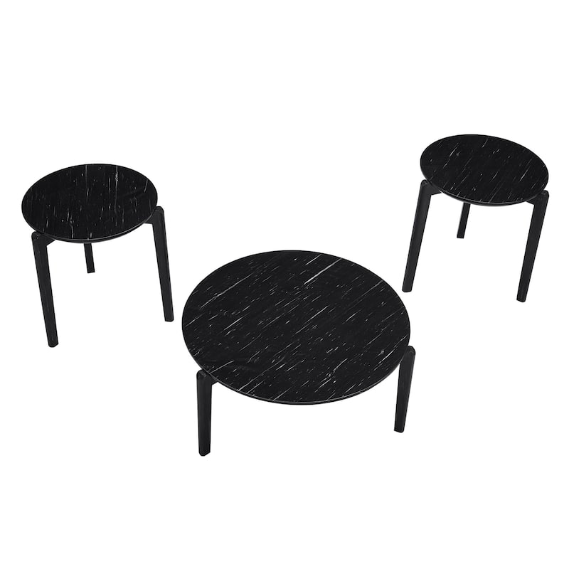 36" Modern Style Faux Marble Round Coffee Table