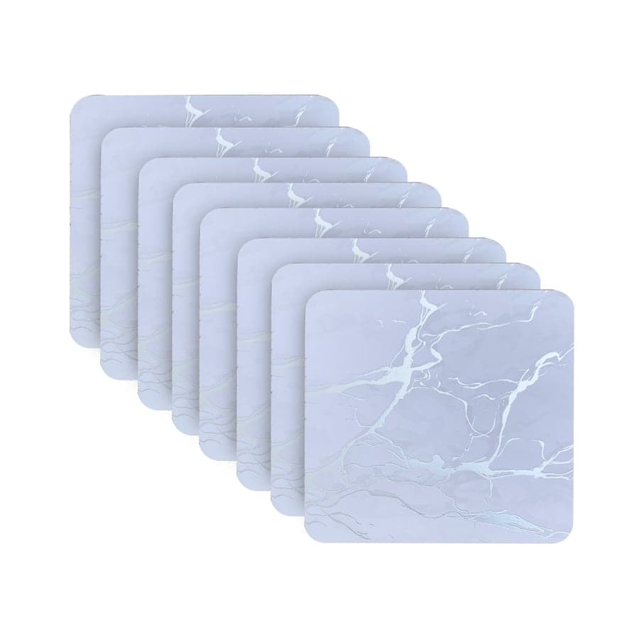 Dainty Home Marble Cork Coaster Set of 8 Square in Silver