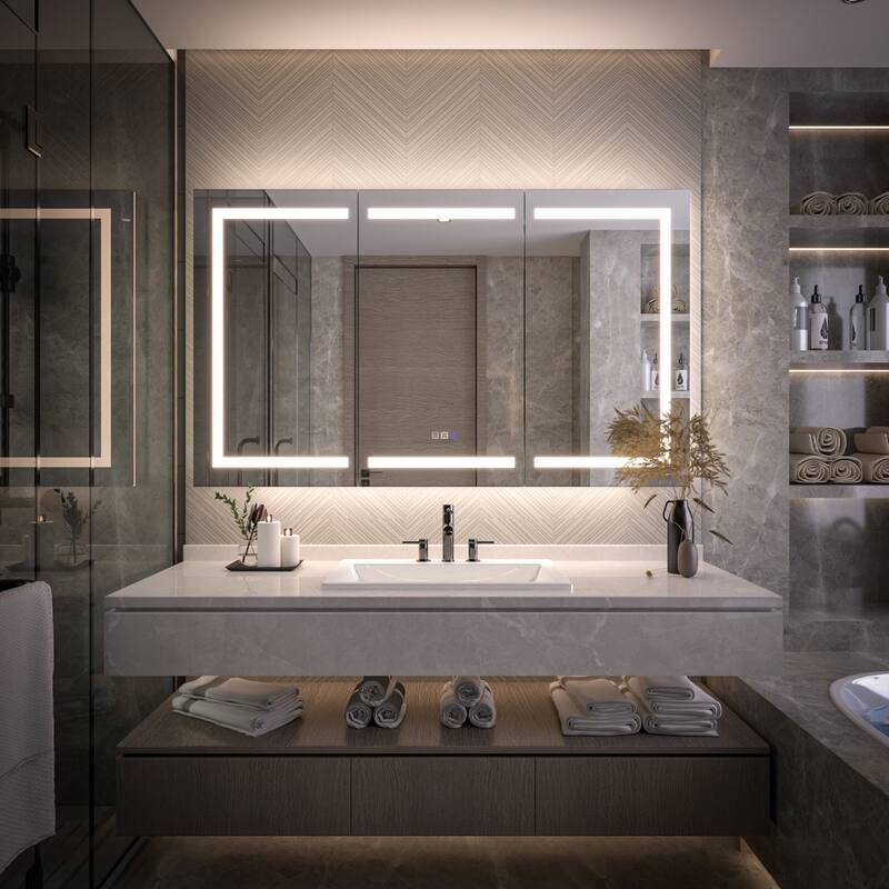 Modland 48"-72"W x 36"H Lighted Bathroom Medicine Cabinet with Backlit & Frontlit Modes,Anti-Fog