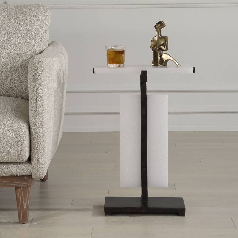 Bubble Glass Accent End Table - 24" - Bronze and White