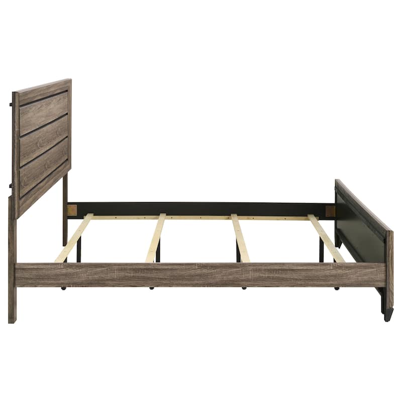 Washed Taupe Panel Eastern King Bed with Slatted Structure