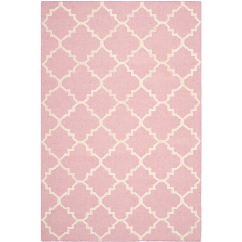 SAFAVIEH Handmade Flatweave Dhurries Taalke Modern Wool Rug - 4' x 6' - Pink/Ivory