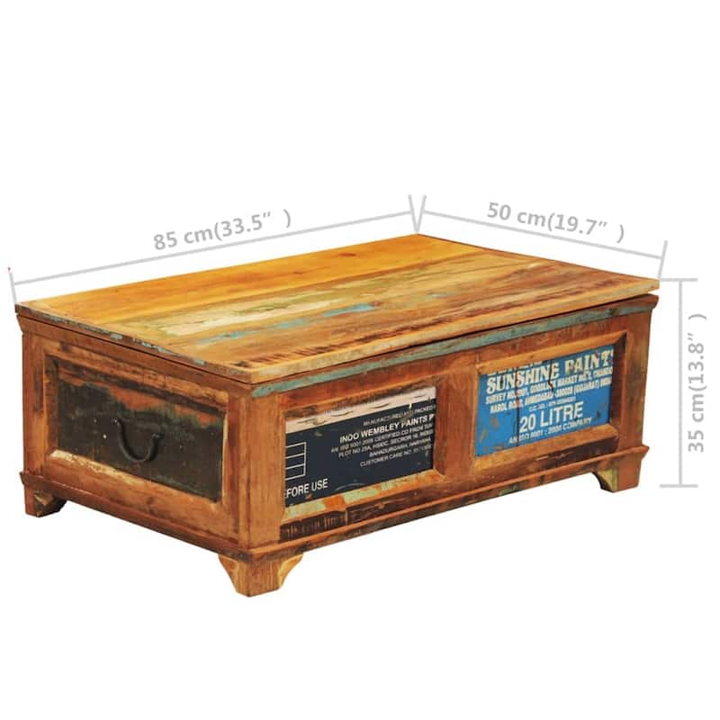 vidaXL Coffee Table with Storage Vintage Reclaimed Wood - 33" x 20" x 14"