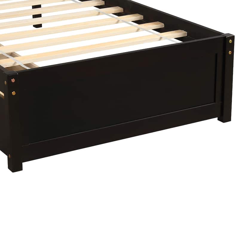 Easy Assemble Curvaceous Line Twin Wood Platform Bed with 2 Caster