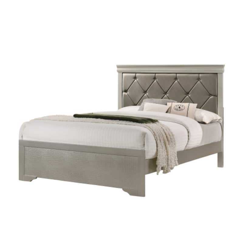 Durable & Strong bed size Beige platform bed Solid Wood queen bed