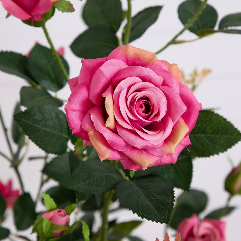 Rose Artificial Potted Tree - 4' - Pink and Green