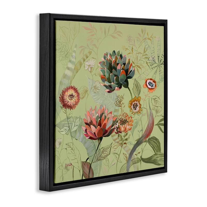 Stupell Traditional Vintage Foliage Framed Floater Canvas Wall Art Design By Dusza