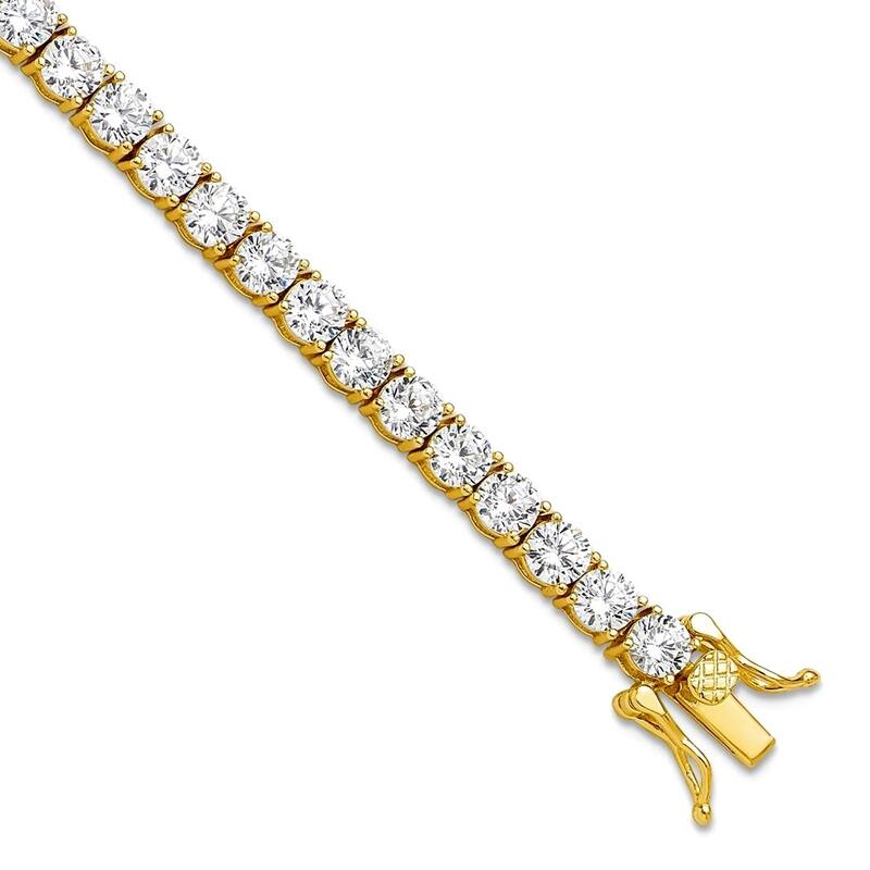 Curata 925 Sterling Silver Rhodium or Gold Plated 7.5" 5.25mm Classic Cubic Zirconia Bracelet - Gold-Plated - 7.5 Inch - Yellow