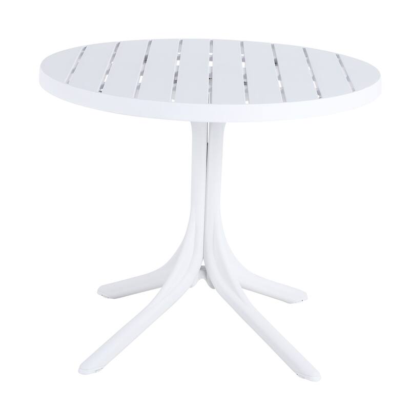 36" White Round Plastic Dining Table & Coffee Table for Indoor/Outdoor