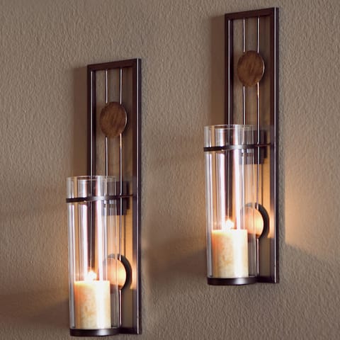 Contemporary 2-piece Metal Candle Sconce Set