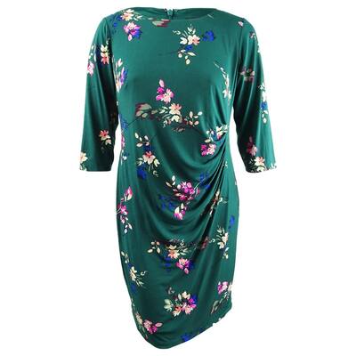 Jessica Howard Women's Plus Size Floral Jersey Wrap Dress