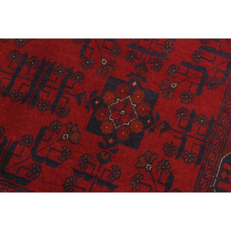 Rustic Biljik Khal Mohammadi Elsie Red/Black Rug - 4'3'' x 6'3''