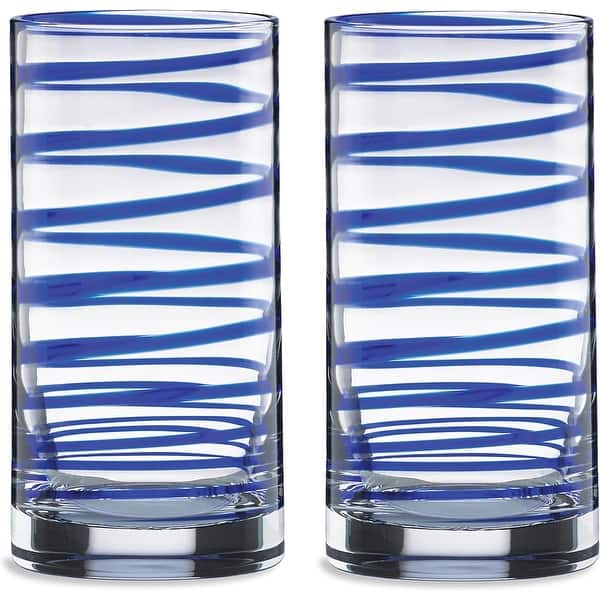 Kate Spade New York Charlotte Street 2-Piece Highball Glass Set, 16 oz., Blue
