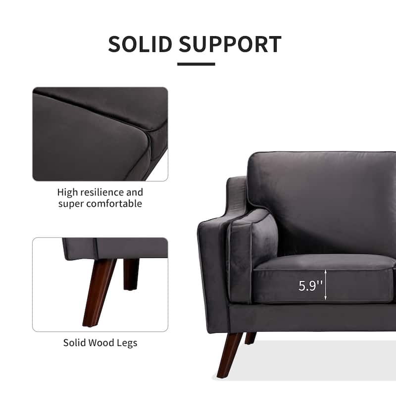 Sofa Couches Velvet 3-Seater Sofa with 5.9" Upholstered Cushion for Living Room/Apartment/Office