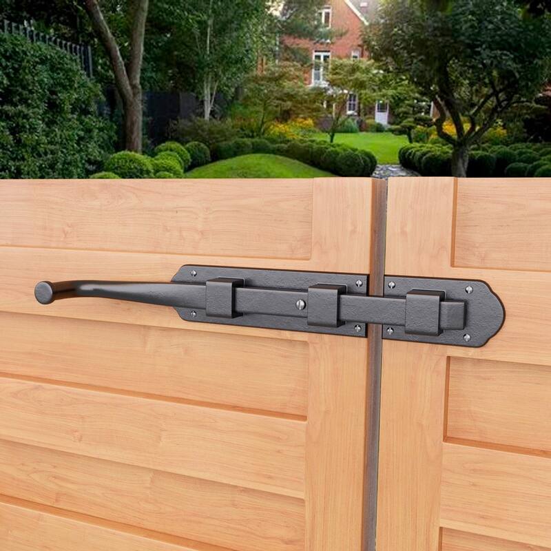 Black Iron Slide Bolt Latch 9" Ball Tip Style Slide Bolt with Mounting Hardware Renovators Supply