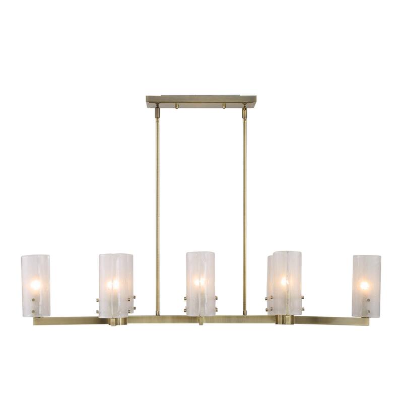 8-Light Handmade Adjustable Linear Ceiling Chandelier - 45" - Gold and White