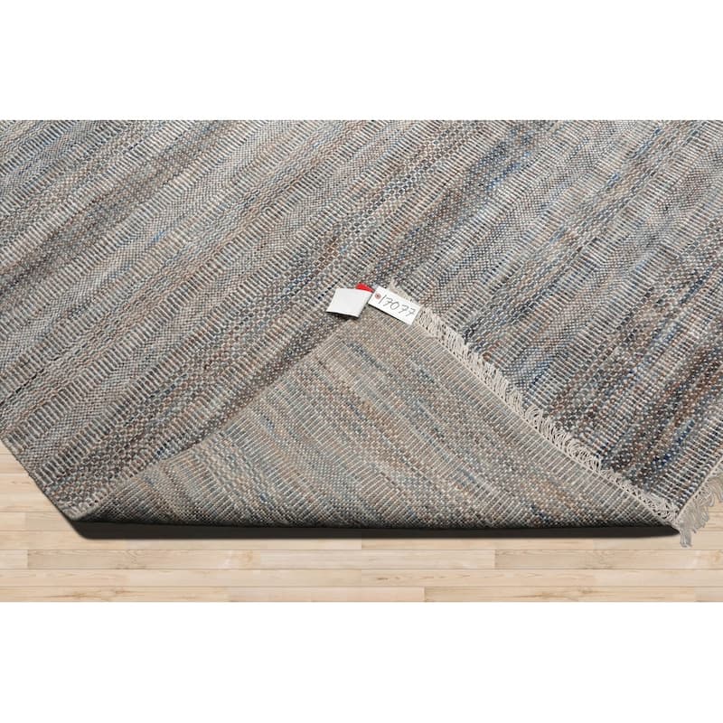 Hand Knotted Cream, Gray Grass Wool Modern & Contemporary Area Rug - 8' x 10'