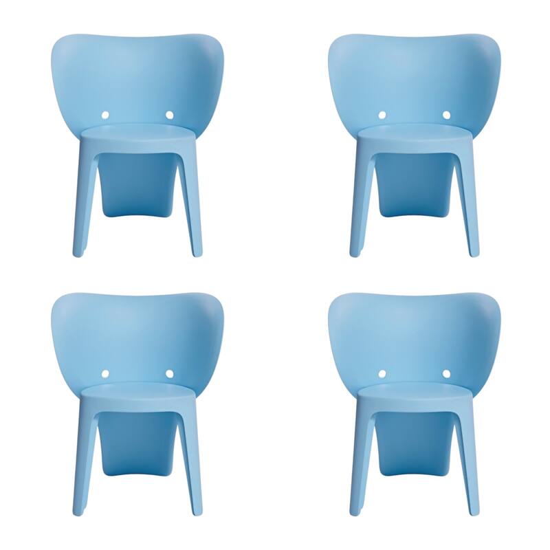 HomeRoots Set Of Four Blue Heavy Duty Plastic Juvenile Chairs - 15.70 in. x 21.90 in. x 18.90 in.