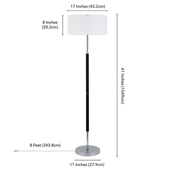 dimension image slide 6 of 10, Simone 2-Light Floor Lamp with Fabric Shade