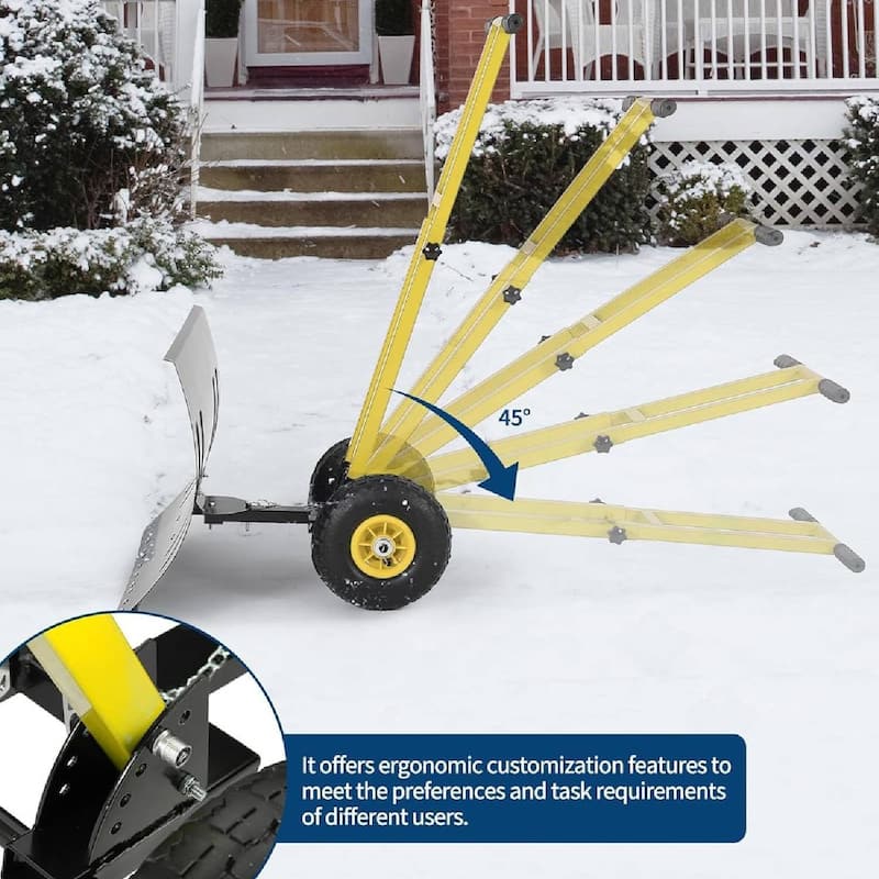 29.13x19.8 in Heavy Duty Rolling Snow Pusher Shovel for Driveway, Doorway, Sidewalk