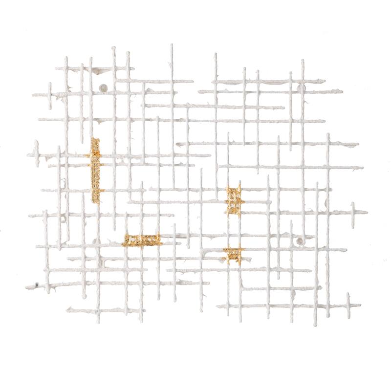 Modern Grid Pattern Wall Decor, Luxurious Geometric Wall Decor with Gold Accents, Suitable for Bedrooms and Living Rooms
