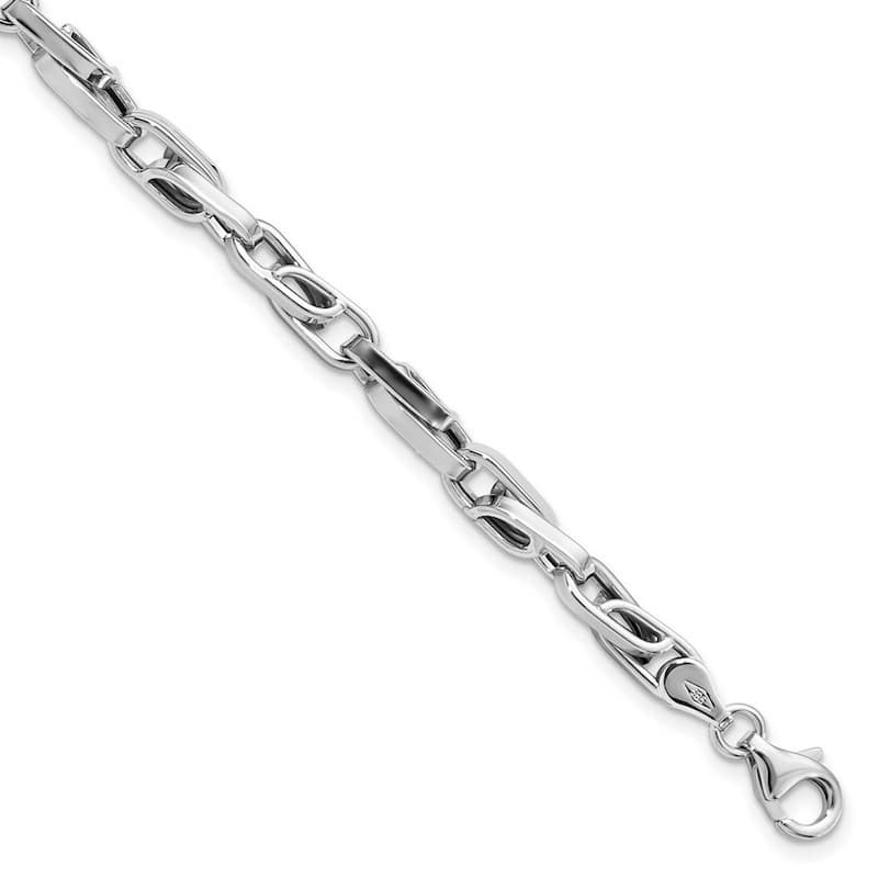Curata 14k White Gold 8.25" Mens 5mm Heavy Intertwined Link Bracelet