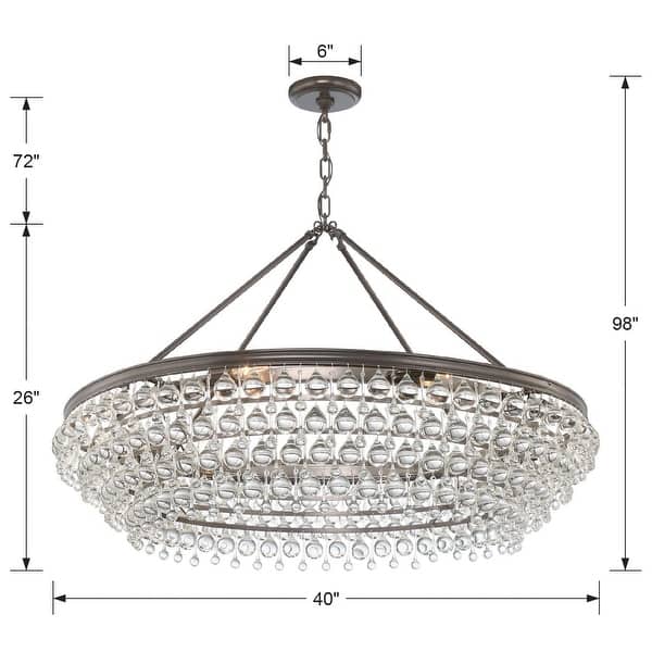 Calypso 8 Light Crystal Teardrop Vibrant Bronze Chandelier - 40'' W x 25.75'' H