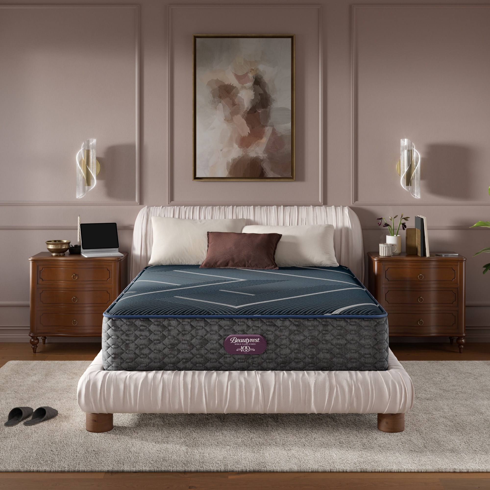 Beautyrest World Class Level Four Hybrid Firm Mattress - Dark Blue