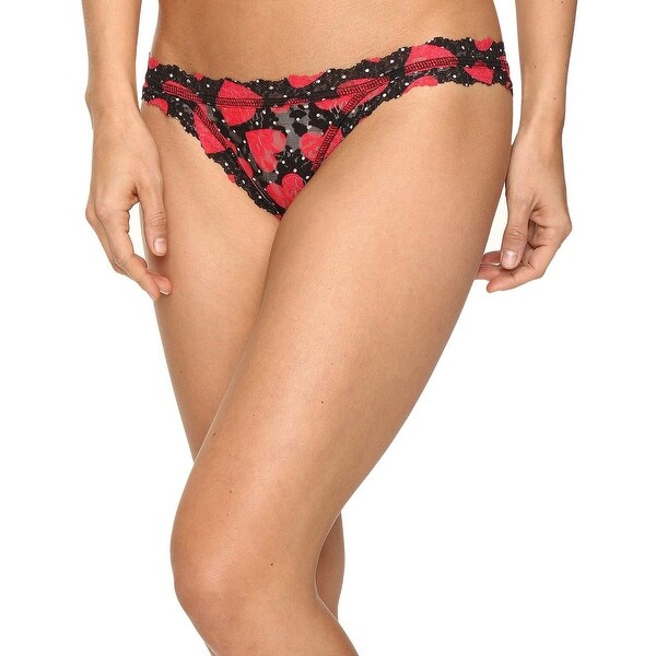Hanky Panky Womens Queen of Hearts Black and Red Lace Bikini Underwear Larg...