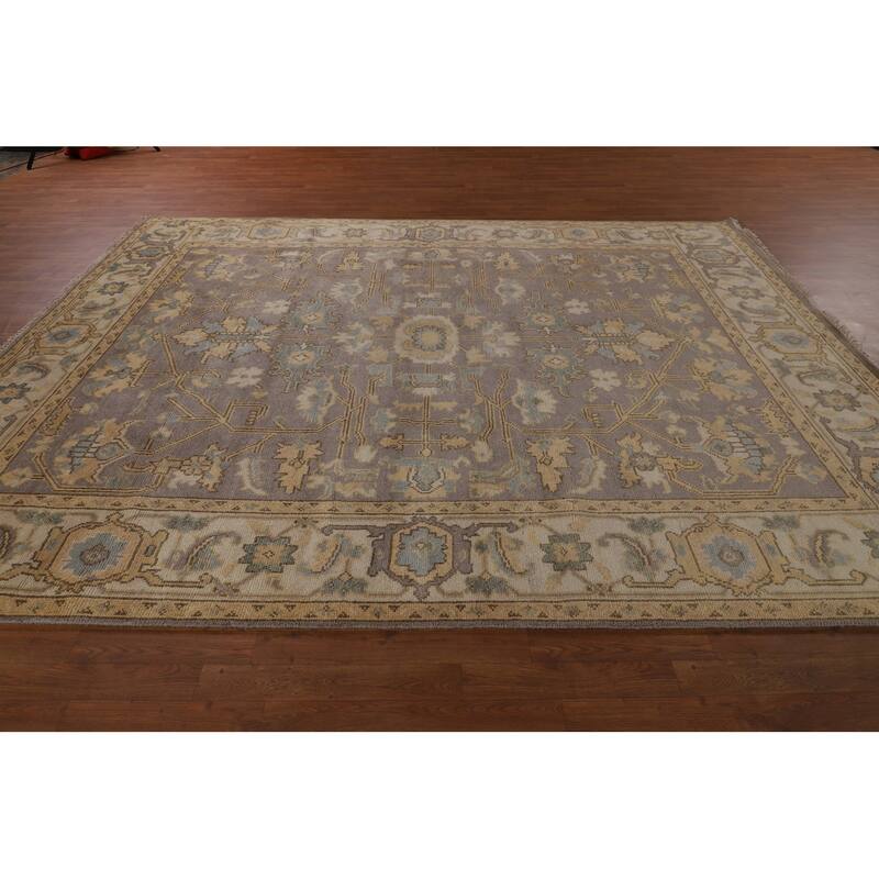 Gray Oushak Oriental Area Rug Hand-Knotted Wool Carpet - 7'6" x 10'6"