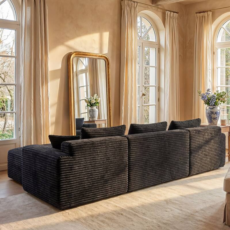 Oversized Modular Sectional Sofa, No Assembly Required, Corduroy Fabric, Deep Seat Cloud Couch with Chaise Foam Sofa