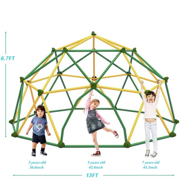 dimension image slide 0 of 2, 13ft Geometric Dome Climber Play Center, Kids Climbing Dome Tower, Rust & UV Resistant Steel Supporting 1000 LBS