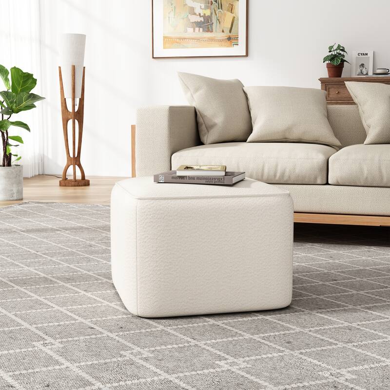 Upholstered Square Ottoman,Boucle