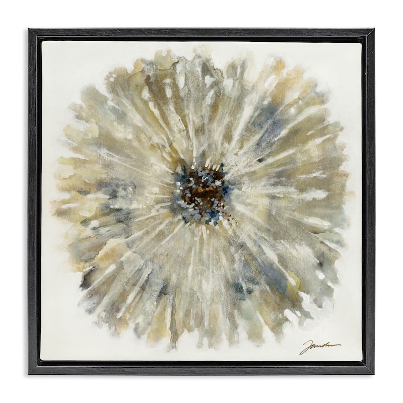 Stupell Neutral Rustic Abstract Flower Framed Floater Canvas Wall Art Design By Liz Jardine - 25 x 25 - Black