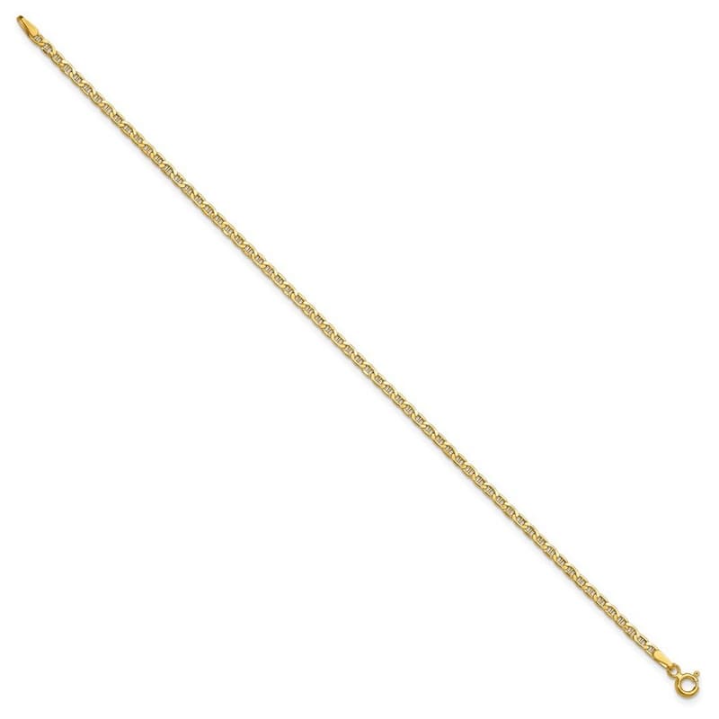 Curata 14k Yellow Gold 2.4mm Semi Solid Mariner Anchor Chain Bracelet Options: 7" 8"