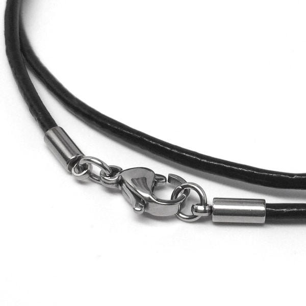 Loralyn Designs Black Leather Necklace Cord (2mm) with Stainless Steel Clasps