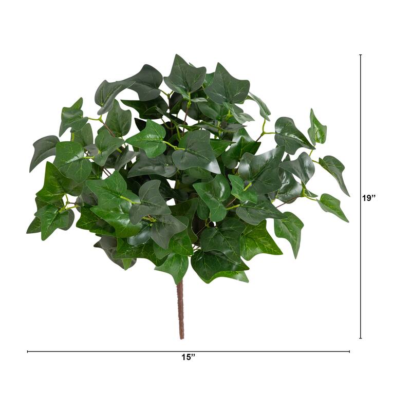 19-in UV Resistant Artificial Puff Ivy Bush - Set of 3