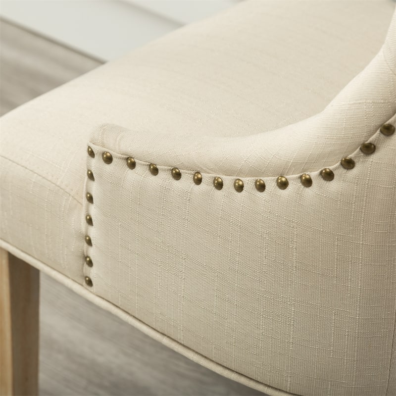 Button Tufted Solid Wood Wingback Chairs with Nail Heads, Set of 2