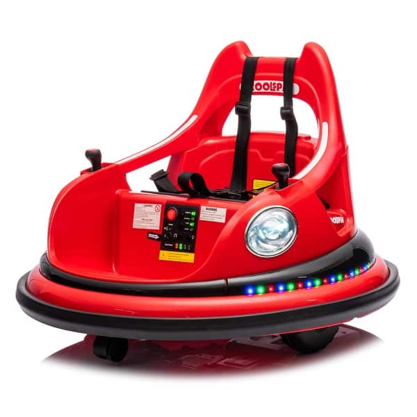 slide 2 of 60, Electric Ride-On Bumper Car for Kids, 12V with Remote Control, LED Lights, and Safety Harness for Ages 1.5-5 Red
