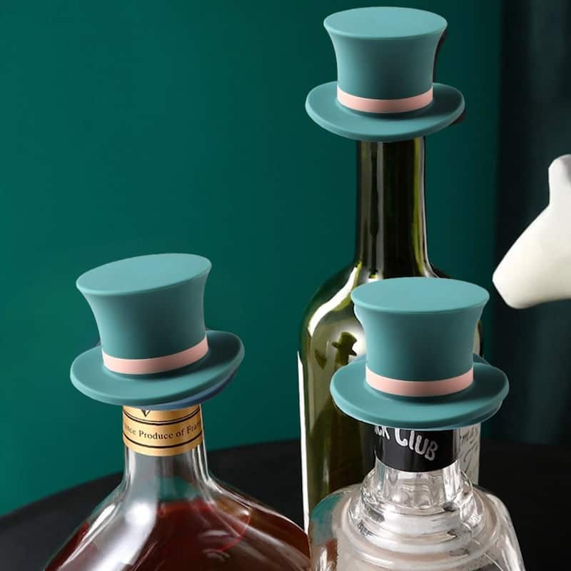 Wine Stopper, Green Magic Top Hat, 2-Pack - Green