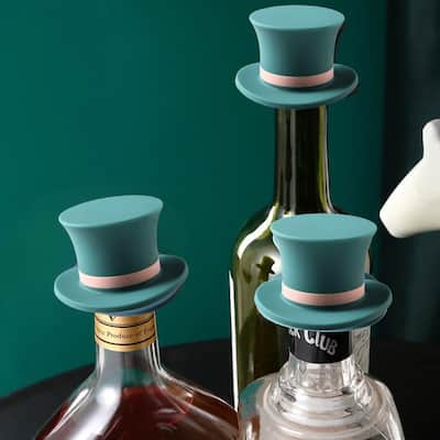 Wine Stopper, Green Magic Top Hat, 2-Pack