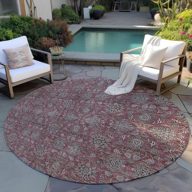 Machine Washable Indoor/ Outdoor Chantille Traditional Floral Rug