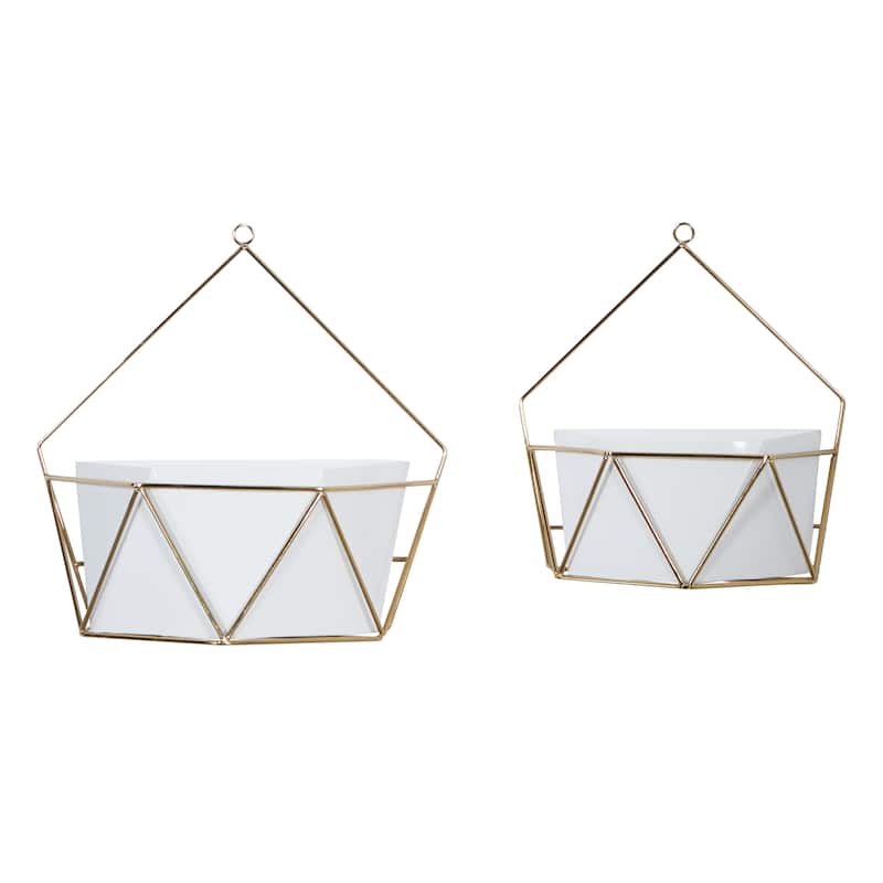 White Iron Contemporary Planter (Set of 2) - S/2 12", 15"W