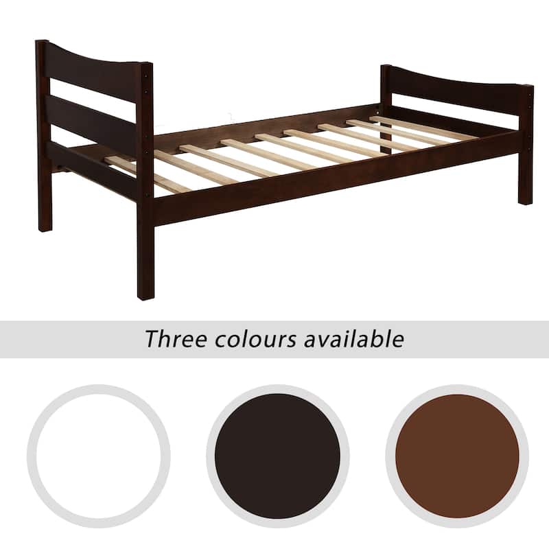 Stylish Twin Wood Platform Bed with Headboard and Under-Bed Storage