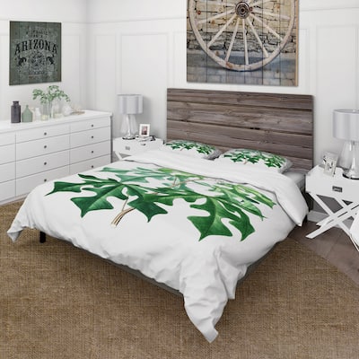 Designart 'Vintage Green Leaves Plants II' Traditional Duvet Cover Set