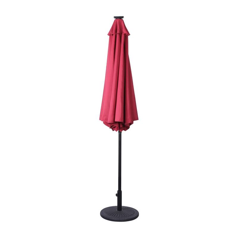 Commercial 9 FT Solar LED Light Umbrella with Crank and Tilt Functions