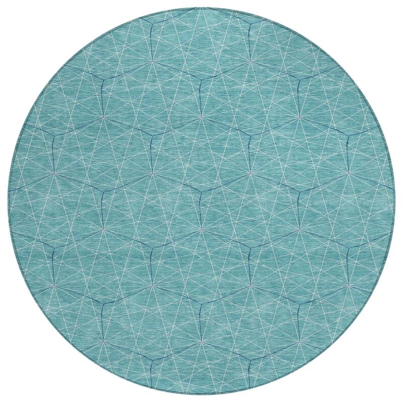 Machine Washable Indoor/ Outdoor Mosaic Geo Chantille Rug