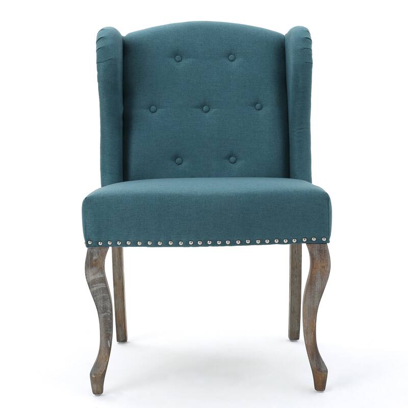 Roomfitters Tufted Wingback Accent Chair with Nailhead Trim, Upholstered Single Lounge Chair for Living Room or Bedroom, Teal