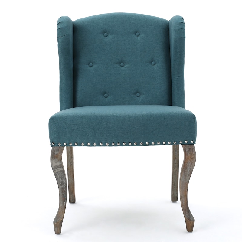 Teal Modern 23.75" Button Tufted Accent Chair with Rubber Wood Frame and Nailheads for Living Room