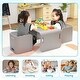 preview thumbnail 7 of 7, Grey 3 Pieces Wooden Kids Table and U-Shaped Chair Set with Ergonomic Handle - 26.5" x 20" x 16" (L x W x H)